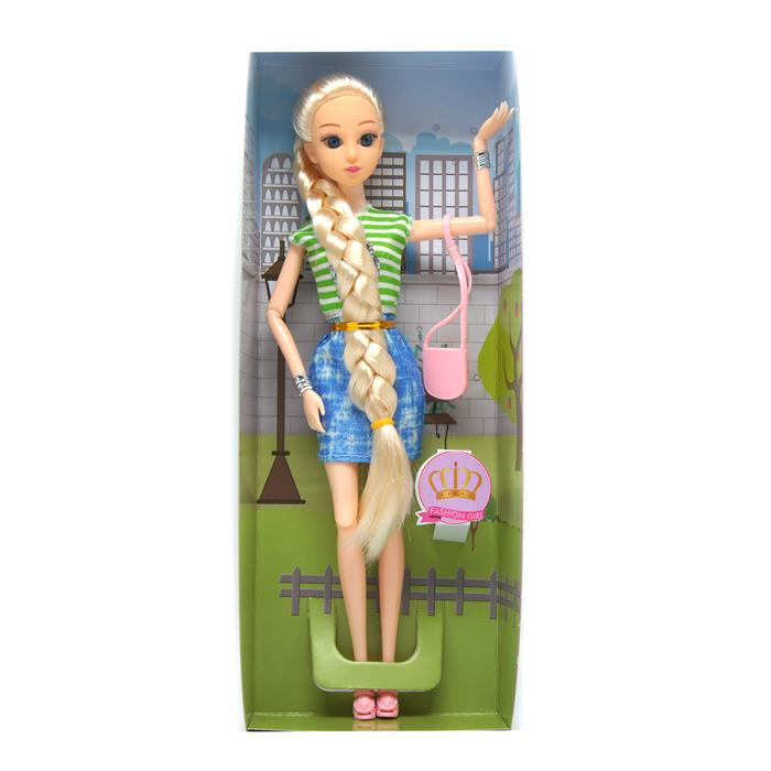 Кукла (шарнирная) блондинка с длинной косой + аксессуар 32*12см / коробка 1854-1С