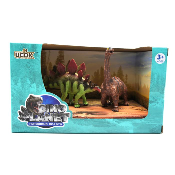 Набор  Динозавры 2шт (стегозавр,бронтозавр) 19*11см / коробка 229803