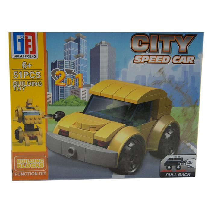 Конструктор City 2в1 (робот,спорт.машина) 51дет. 14*11см /коробка 123-227