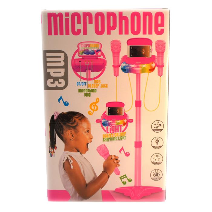 Микрофон 2шт  + подставка с караоке для девочек 35*22см / коробка 5030