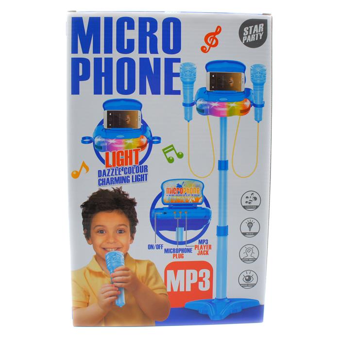 Микрофон 2шт + подставка с караоке для мальчиков 35*22см / коробка 5031