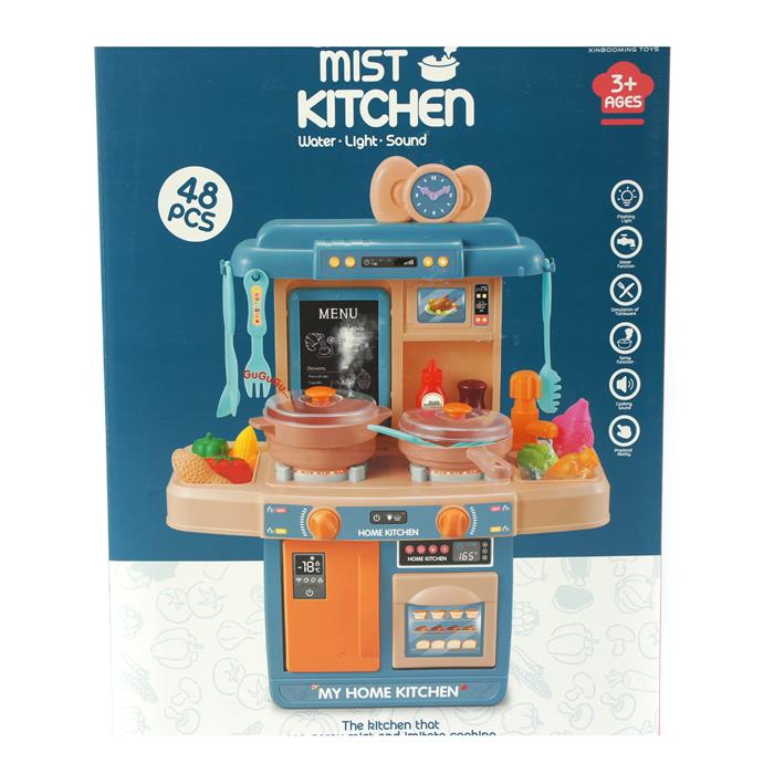 Кухня для куклы Модульная Плита + посудка 48 деталей (на бат.) 30*41см / коробка 1112