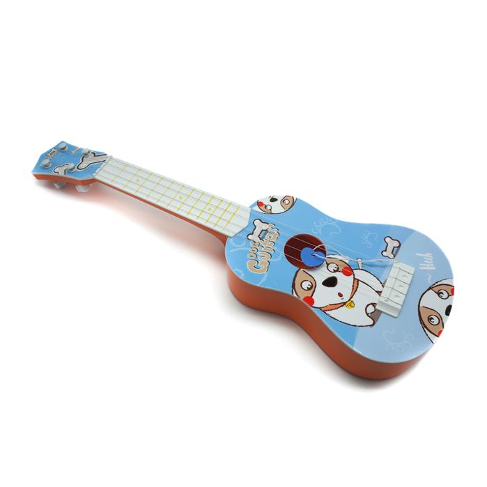 Гитара 4-х струнная голубая с рисунком 54см / в чехле 8046
