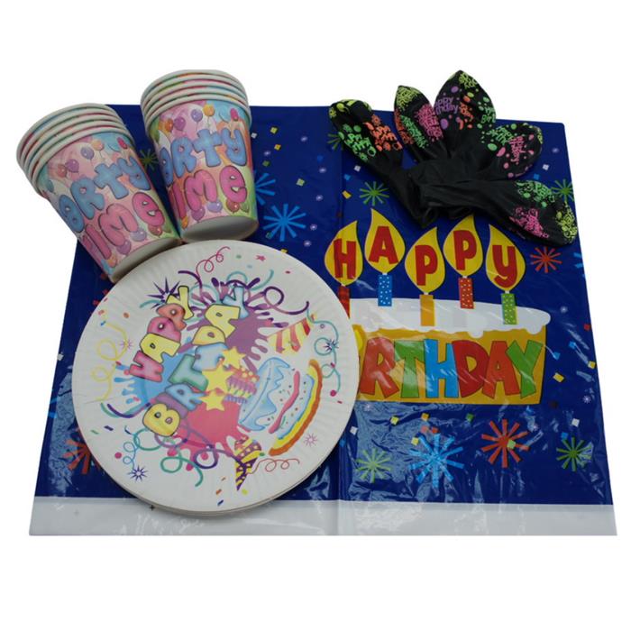 Набор для празднования дня рождения (Скатерть,шарики,тарелки+стаканы однораз.10шт)