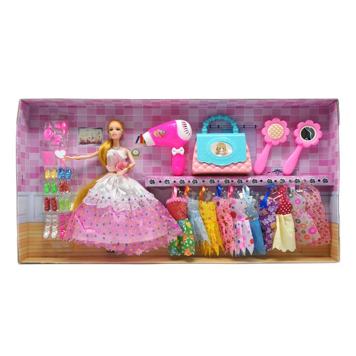 Кукла в бальном платье + одежда + обувь + аксессуары 65*33см / коробка RX988C-3