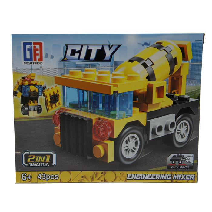 Конструктор City 2в1 Трансформер Бетономешалка 43дет. 14*11,5см / коробка 123-539