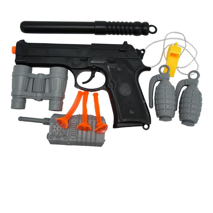 Набор Полицейского (пистолет + дубинка + 2 гранаты + рация + гранаты) 22*18см / пакет  88895