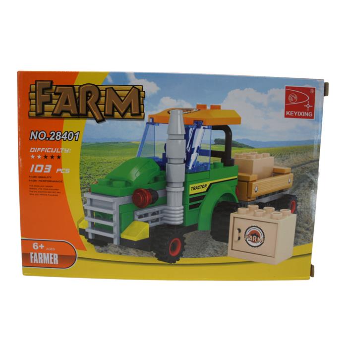 Конструктор Farm 103дет. Трактор с прицепом 22*15см  / коробка  28401