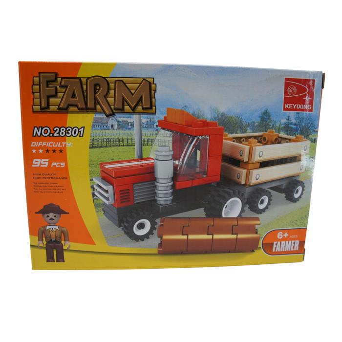 Конструктор Farm 95дет. Трактор с прицепом 18*13см / коробка 28301