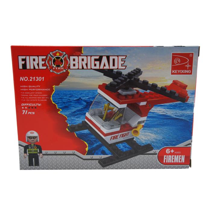Конструктор Fire Brigade 71дет.Пожарная техника Вертолет 18*13cм / коробка 21301