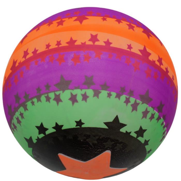 Мяч 22см с принтом яркие полосы с кругами со звездой / пакет B30422-8