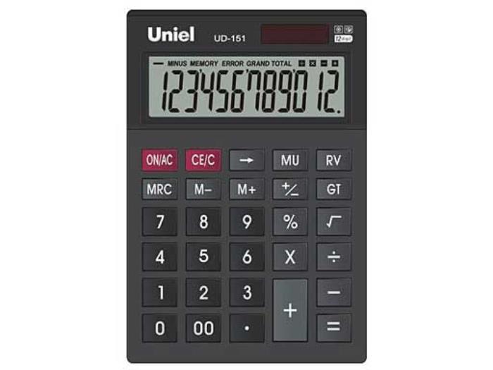 Калькулятор настольный Uniel 12разр 14,7*10см черный UD-151K