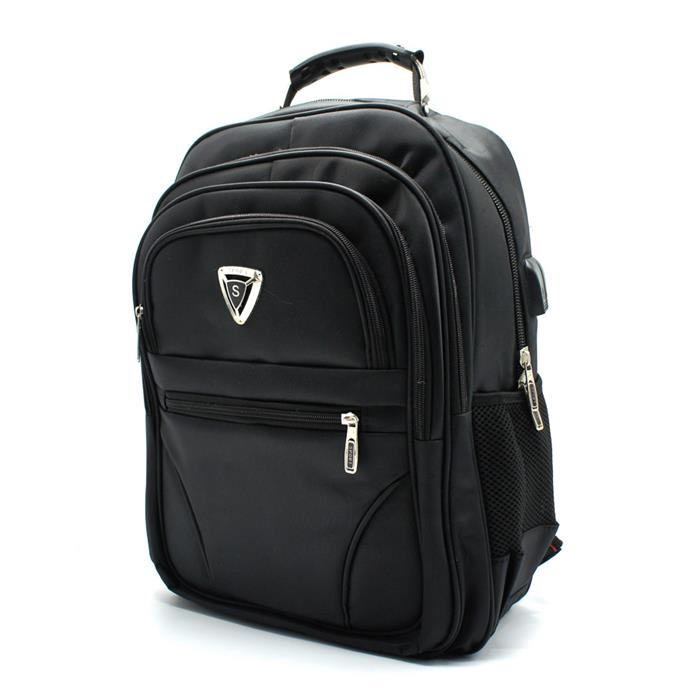 Рюкзак школьный (текстиль) с USB портом Черный 46*33  2868