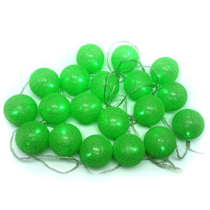 Гирлянда Шары плетеные нитями 6м (d=6см) Зеленый яблочный  GLDC-05