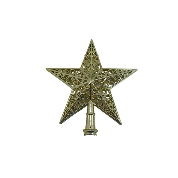 Елочное украшение Наконечник на елку Звезда объемная ажурная золото (пластик) 15см 156-2285