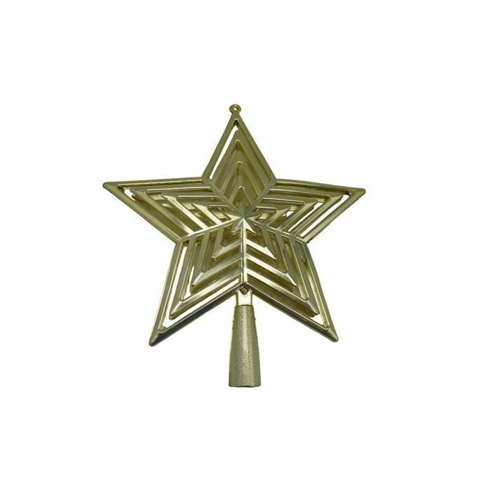 Елочное украшение Наконечник на елку Звезда объемная золото (пластик) 21см 106-20696