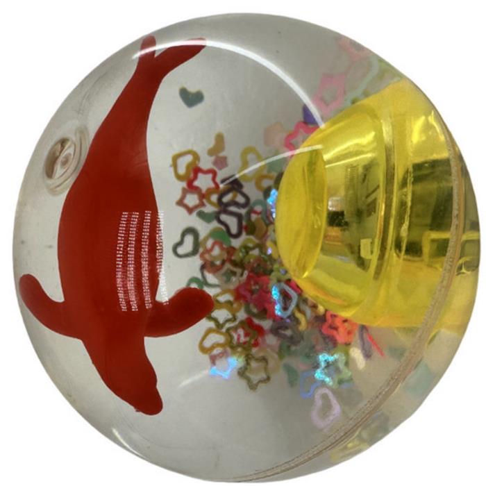 Мячик-попрыгун прозрачный  морские животные + мячик d-7см  R-6-3 инд. упак.
