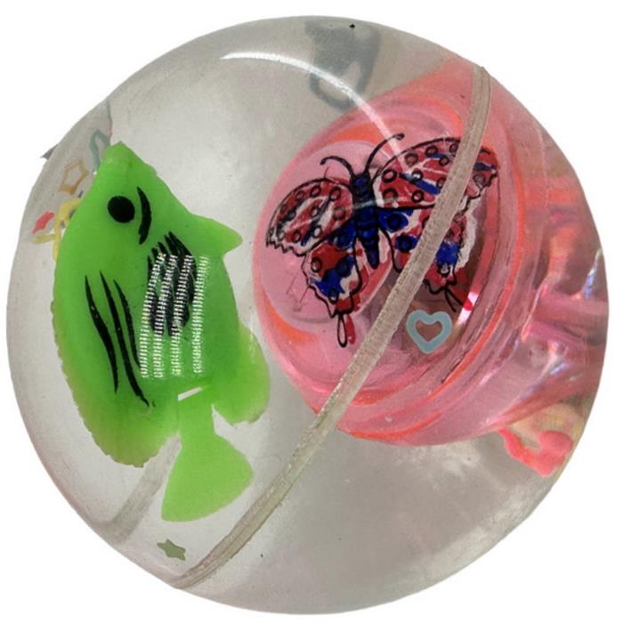 Мячик-попрыгун прозрачный рыбка + мячик d-6см R-6-7 инд. упак.