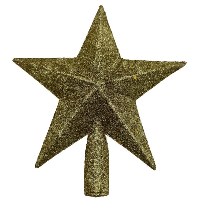 Елочное украшение Наконечник на елку Звезда объемная золото (пластик) 19см  169-20265