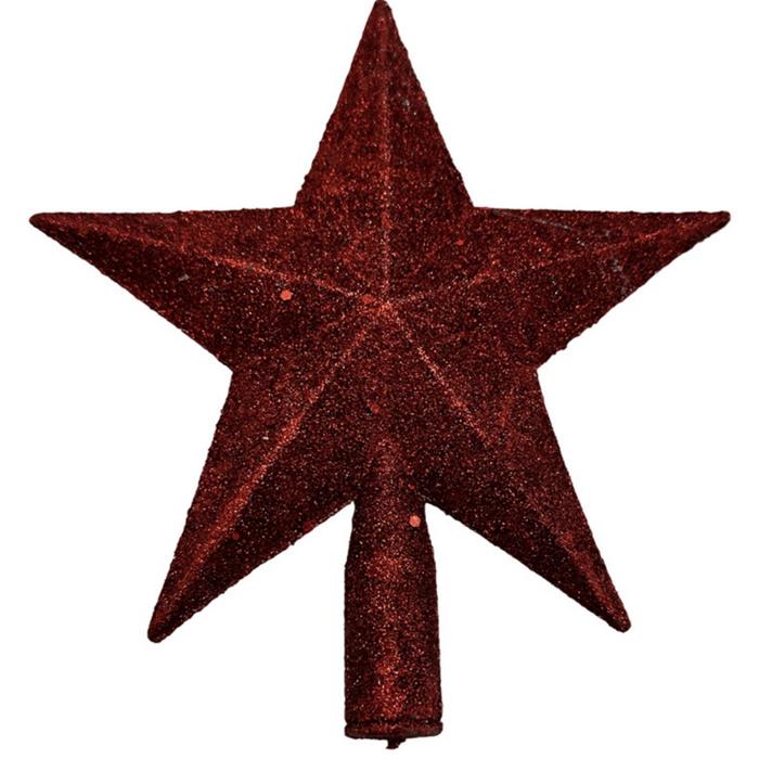 Елочное украшение Наконечник на елку Звезда объемная красная (пластик) 19см  169-20265