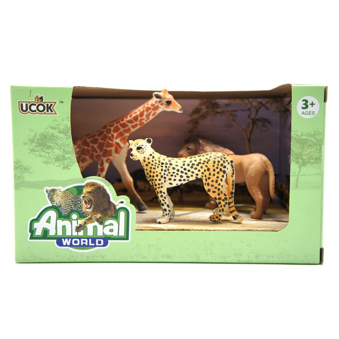 Набор  Животный мир 3шт (жираф,лев,гепард) 19*11см / коробка 229803